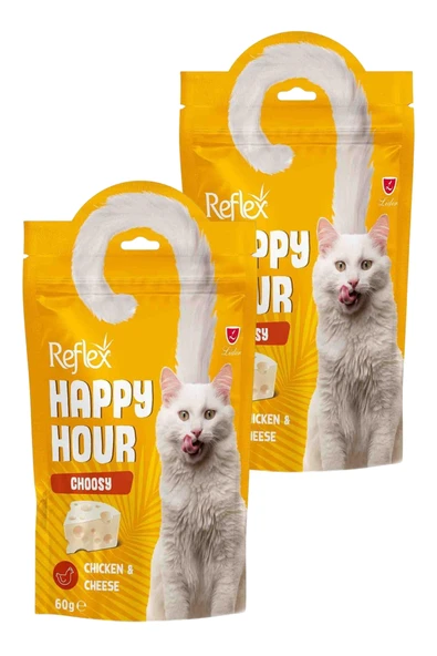 Happy Hour Tavuk Etli ve Peynirli Seçici Kediler için Kedi Ödülü 2 x 60gr ürün görseli 1