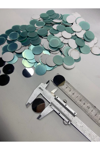 pleksiaksesuar dekoratif -100 Adet 3x3 cm Yuvarlak Aynalı Pleksi Gümüş Renk-Yapışkanlı-Çift Taraf Koruyucu Bantlı ürün görseli 1