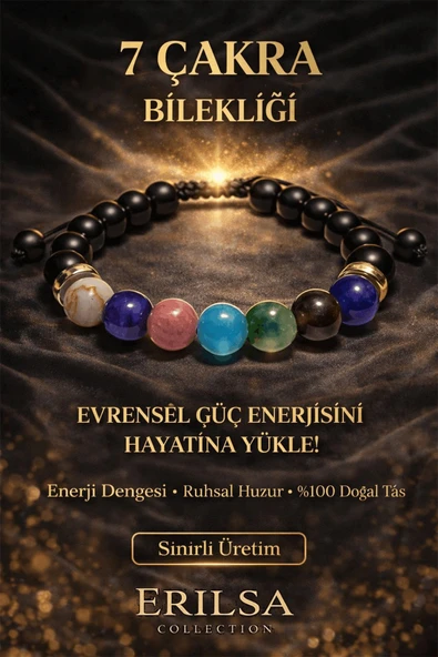 Sertifikalı Doğal Taş 7 Çakra Bilekliği Enerji Denge Bilekliği - Obsidyen Jasper Kuvars Akik Florit ürün görseli 1