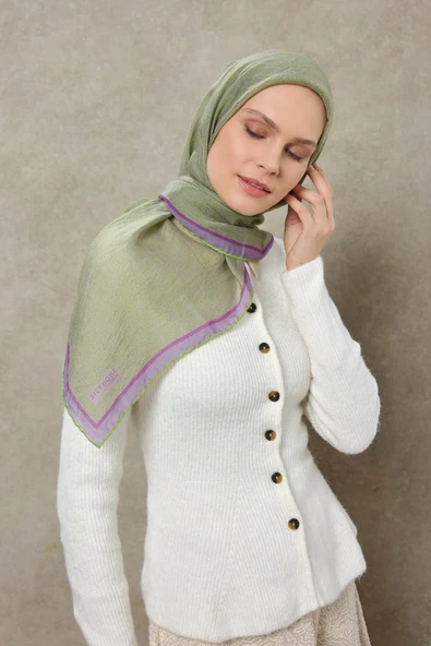 Labirent Desen Lyocell Monare Eşarp - 6424 - Resim 9