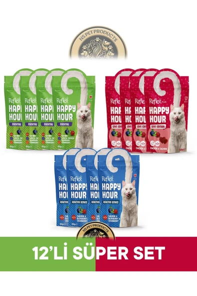 Plus Happy Hour 12'li Kedi Maması Süper Set 3 / 12x60gr ürün görseli 1