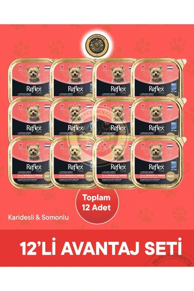 Plus Pate MSC Karidesli ve Somonlu Mini ve Küçük Irklar için Yetişkin Köpek Maması 12X85 g ürün görseli 1