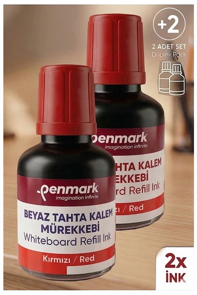 Kırmızı Yazı Tahta Kalemi Mürekkebi 30 ml 2 Adet Penmark Tahta Kalemi Mürekkepi Kolay Silinebilir Doldurulabilir Canlı ürün görseli 1