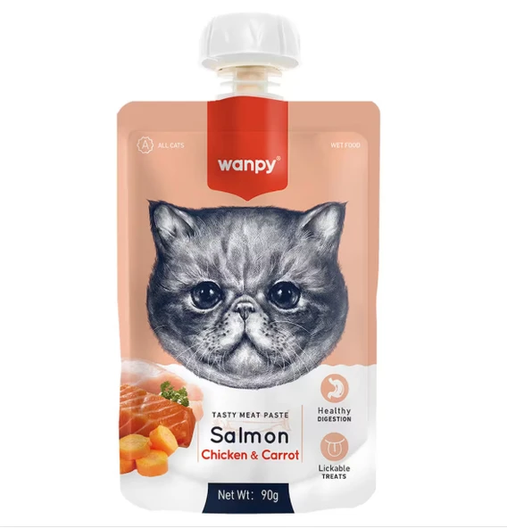 Wanpy Taze Somonlu&Tavuklu 10'lu  Kedi Et Ezmesi 90 gr ürün görseli 1