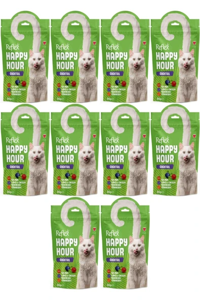 Happy Hour Cocktail Somonlu, Kuzulu, Tavuklu ve Yaban Mersinli Kedi Ödül Maması 60gr - 10 Adet ürün görseli 1