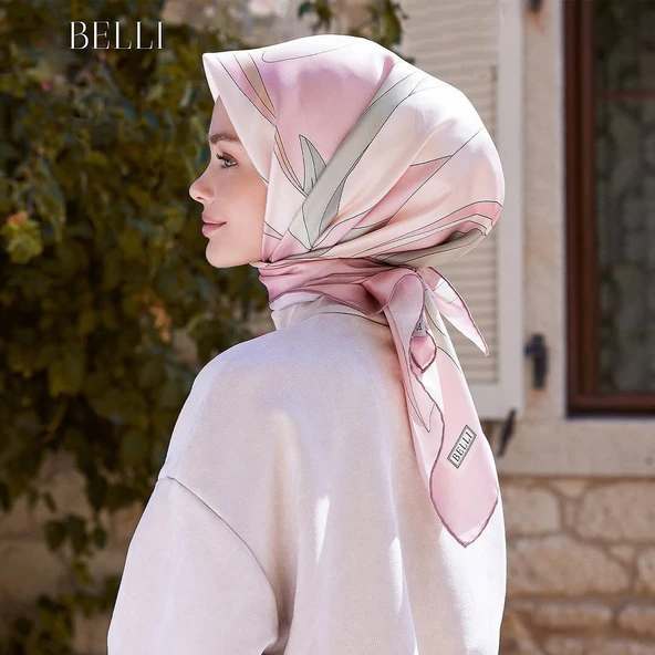 Belli Twill İpek Eşarp Pudra Pembe 4035-11 ürün görseli 1
