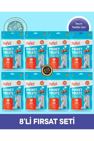 Plus Pocket Treats Seçici Kediler İçin Kedi Maması 8'li Süper Fırsat Set 8x60 gr ürün görseli 1