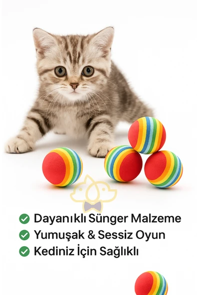 Sünger Kedi Köpek Çiğneme Ve Oyun Topu 4 Adet ürün görseli 1