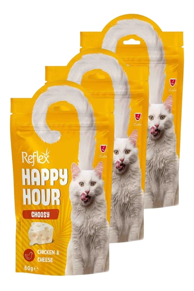 Happy Hour Tavuk Etli ve Peynirli Seçici Kediler için Kedi Ödülü 3 x 60gr ürün görseli 1