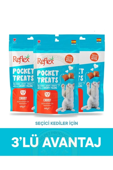 Pocket Treats Seçiçi Kediler İçin Kedi Ödül Maması 3lü Fırsat 3x60gr ürün görseli 1