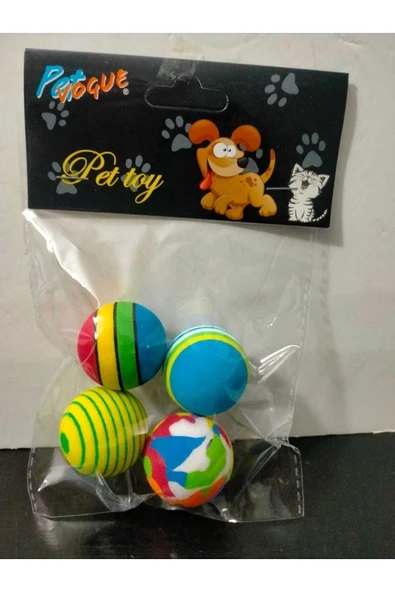 Karamel Store 4 Lü Sünger Kedi Köpek Çiğneme Oyun Topu 4 Cm Diş Çıkarma Oyuncak ürün görseli 1