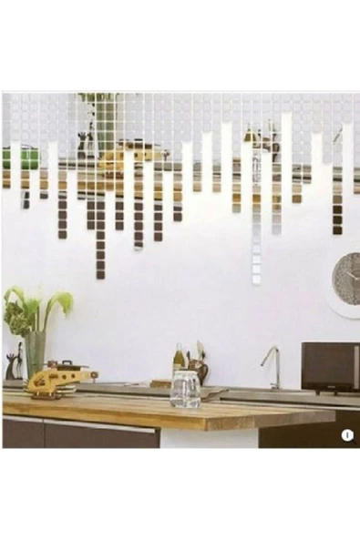 Abaküs Dekor Süs Mozaık Ayna 100 Adet 3cm*3cm Pleksi Dekoratif Gold Antre Banyo ürün görseli 1