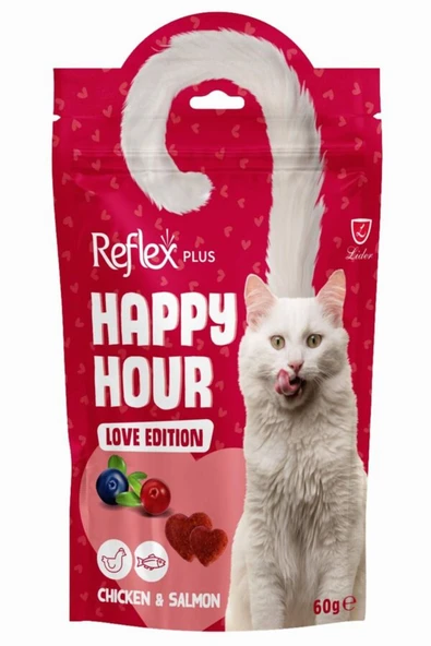 Plus Happy Hour Love Edition Tavuk ve Somonlu Kedi Ödül Maması 60gr ürün görseli 1