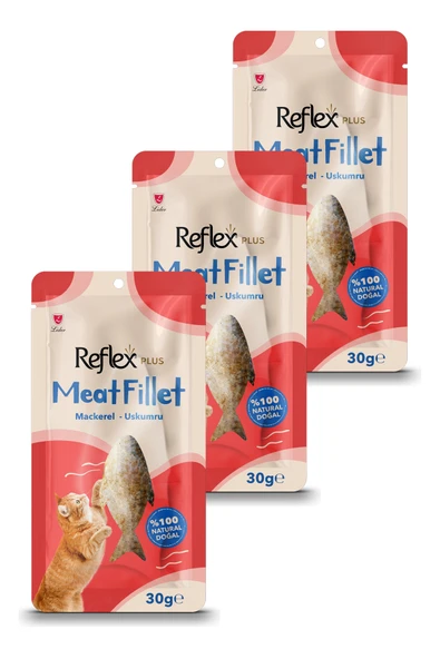 Meat Fillet Yetişkin Kediler için Ödül Maması Uskumru 30 Gr Üçlü Paket ürün görseli 1
