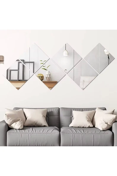 pleksisksesuar Dekoratif Pleksi Ayna Kendinden Yapışkanlı Kare (gümüş ) 20x20 4 Adet ürün görseli 1