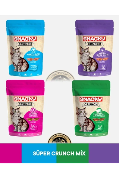 Crunch Yaşlanma Karşıtı,Deri ve Tüy Bakımı,Güçlü Kemikler,Tüy Yumağı Kontrolü Kedi Ödül Mamas ürün görseli 1