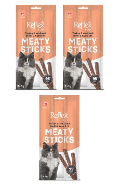 Tahılsız Kuzu Eti Ve Kedi Çimli Stick Kedi Ödül Maması 3x5 gr 3 Paket ürün görseli 1