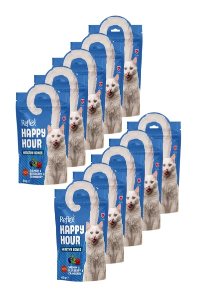 Happy Hour Somonlu ve Yaban Mersinli Destekleyici Kedi Ödülü 10 x 60gr ürün görseli 1
