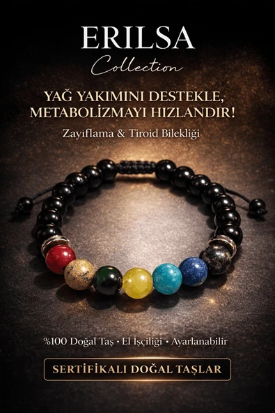 Sertifikalı Zayıflama Tiroid Guatr Bilekliği Akik Jasper Zebercet Kalsit Amazonit Sodalit Serpanti ürün görseli 1