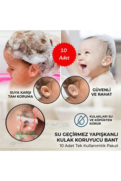 Su Geçirmez Yapışkanlı Kulak Koruyucu Bant | Duş için Bebek & Çocuk Banyo Kulak Koruma Bandı ürün görseli 1