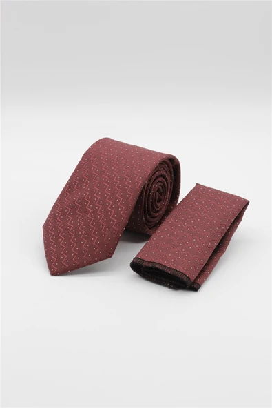 Kırmızı-Beyaz Desenli 7 Cm Kravat 1090260113 ürün görseli 1