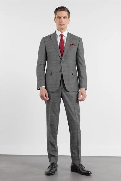 Füme Mono Yaka 6 Drop Slim Fit Tam Astar Esnek Takım Elbise 1001255160 ürün görseli 1