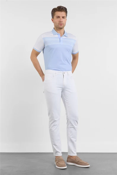 Beyaz 5 Cep Düz Paça Gabardin Slim Fit Pamuklu Pantolon 1003260318 ürün görseli 1