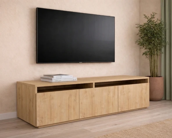 Hilal Modern Ahşap Desenli Tv Ünitesi Safirmeşe ürün görseli 1