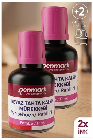 Pembe Yazı Tahta Kalemi Mürekkebi 30 ml 2 Adet Penmark Tahta Kalemi Mürekkepi Kolay Silinebilir Doldurulabilir Canlı ürün görseli 1
