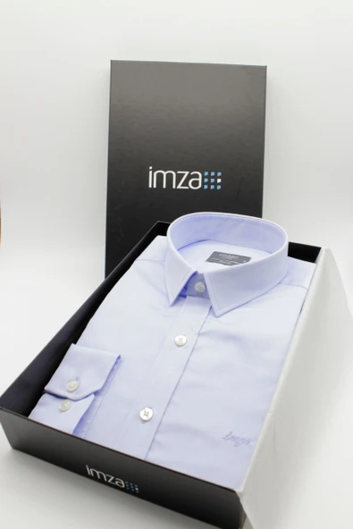 Mavi Sert Yaka Slim Fit Classic Pamuklu Gömlek 1004255324 ürün görseli 1