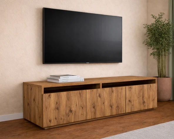 Hilal Modern Ahşap Desenli Tv Ünitesi Atlantik Çam ürün görseli 1