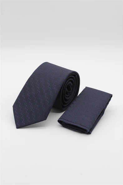 Lacivert-Kırmızı Desenli 7 Cm Kravat 1090260113 ürün görseli 1