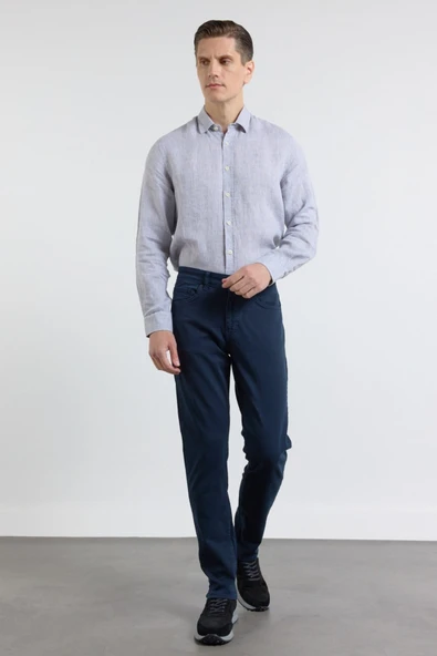 Lacivert 5 Cep Düz Paça Gabardin Slim Fit Pamuklu Pantolon 1003260318 ürün görseli 1