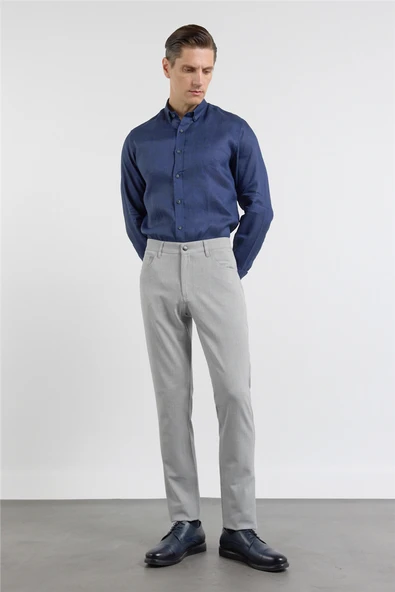 Gri 5 Cep  Düz Paça Esnek Slim Fit  Casual Pantolon 1003255157 ürün görseli 1