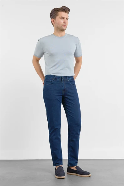 Lacivert Gabardin 5 Cep Düz Paça Casual Slim Fit Pamuklu Denim Pantolon 1023255161 ürün görseli 1