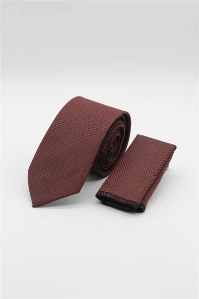 Bordo Desenli 7 Cm Kravat 1090260117 ürün görseli 1