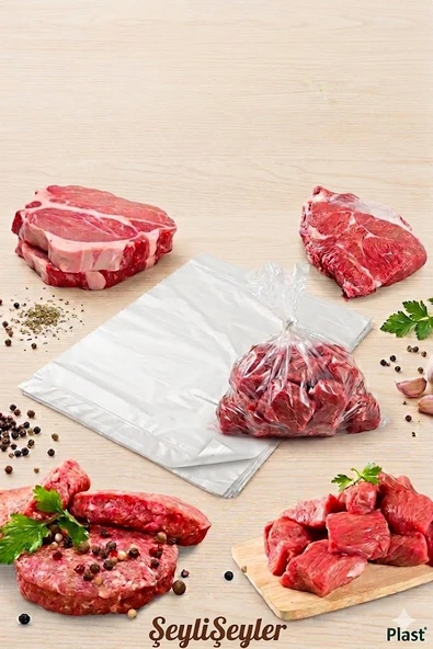 ŞeyliŞeyler - Plast 35x50 Hışır Şeffaf Tabaka Poşet 1 kg - Şarküteri ve Kasap Poşeti ürün görseli 1
