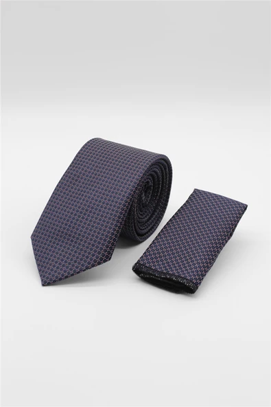 Lacivert-Kırmızı Desenli 7 Cm Kravat 1090260118 ürün görseli 1