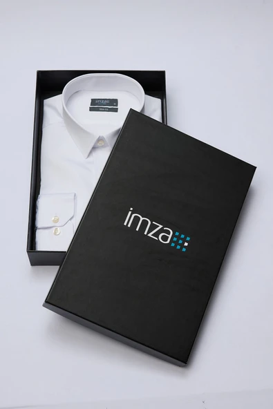 Beyaz Sert Yaka Slim Fit Classic Pamuklu Gömlek 1004255324 ürün görseli 1