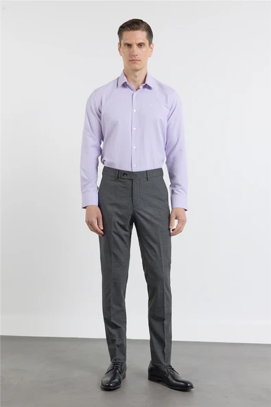 Siyah-Füme Yan Cep Kazayağı Desen Slim Fit Esnek Classic Pantolon 1003255174 ürün görseli 1