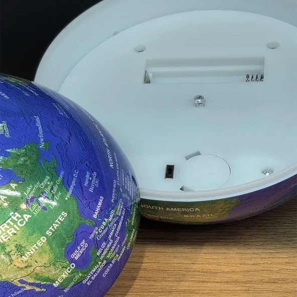 360 Derece Dönen LED Işıklı Mavi Dünya Küresi - Resim 2
