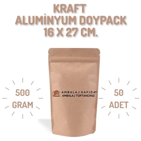 16x27 Kraft Alüminyum Doypack - 50 Adet ürün görseli 1