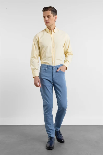 Turkuaz 5 Cep Düz Paça Gabardin Slim Fit Pamuklu Pantolon 1003260318 ürün görseli 1