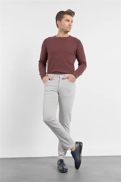 Taş Rengi 5 Cep Düz Paça Gabardin Slim Fit Pamuklu Pantolon 1003260318 ürün görseli 1