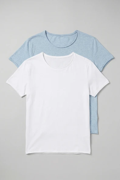 Defy’s Erkek Kısa Kollu Regular Fit Kayık Yaka Basic Tişört 2’li Set ürün görseli 1