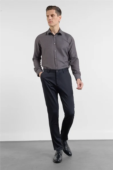 Siyah Yan Cep Düz Paça Armürlü Slim Fit Pamuklu Chino Pantolon 1003260165 ürün görseli 1