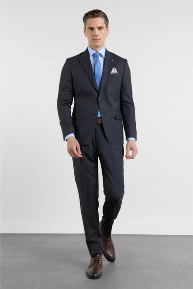Lacivert Kırlangıç Yaka 6 Drop Slim Fit Tam Astar Esnek Takım Elbise 1001260153 ürün görseli 1