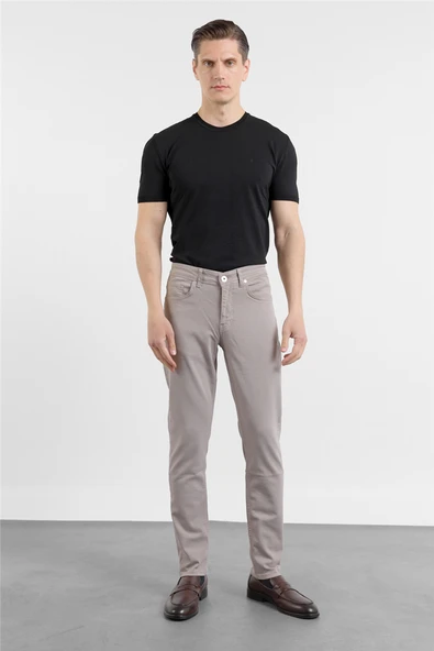 Bej 5 Cep Düz Paça Gabardin Slim Fit Pamuklu Pantolon 1003260318 ürün görseli 1
