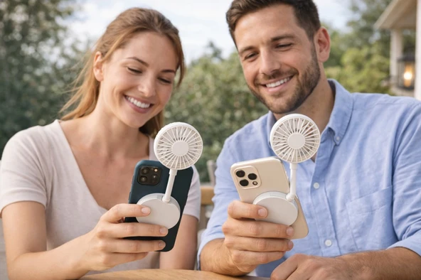 Volkano Manyetik Fan Şarz Edilebilir 3 Kademeli Mıknatıslı Safe Telefon Tutuculu Magsafe fan Magnetic Holder vk-300 beyaz ürün görseli 1