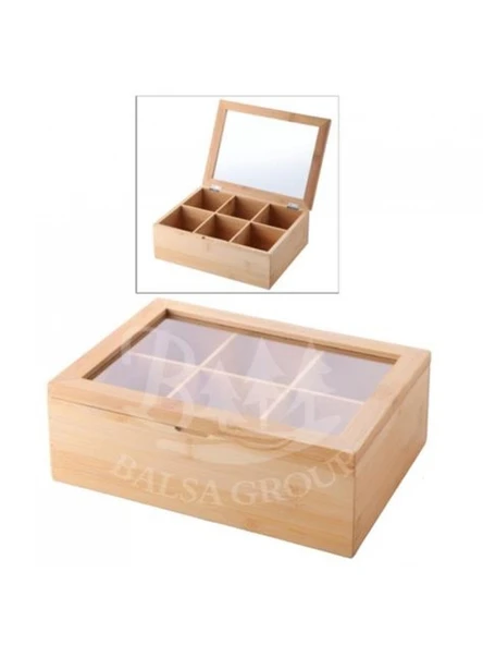 Balsa 6 Bölmeli Bambu Çay Kutusu 19x25x9 cm ürün görseli 1